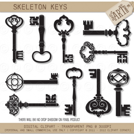 Silhouettes Skeleton Keys