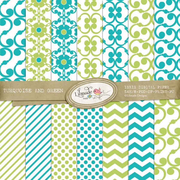 Download Turquoise and Green Digital Papers 