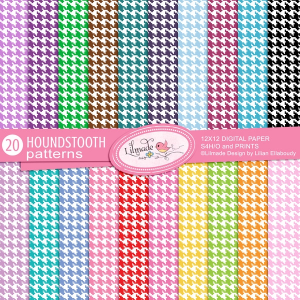 Download Preppy style houndstooth digital papers 