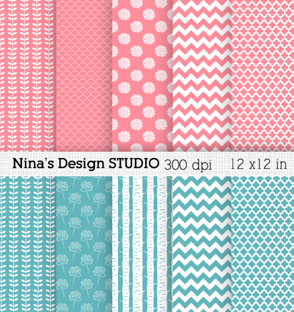 Download Pink and Blue Digital Papers 