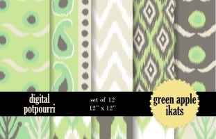 Green Apple iKats Digital Papers 