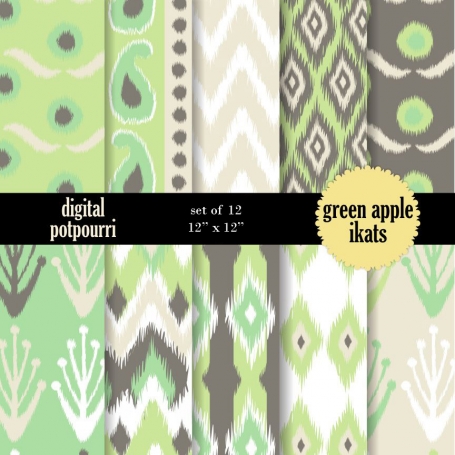 Green Apple iKats Digital Papers 