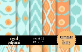 Summer iKats Digital Papers 