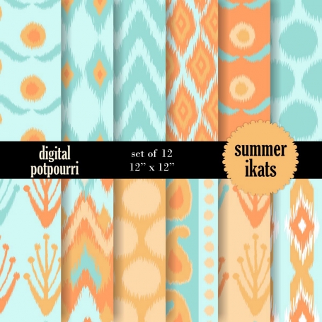 Summer iKats Digital Papers 