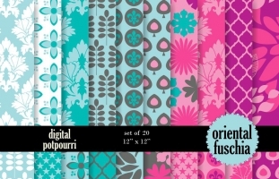 Oriental fuschia Digital Papers 