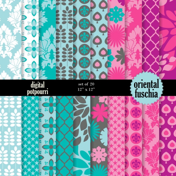 Download Oriental fuschia Digital Papers  