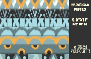 Ikat in blue Digital Papers 