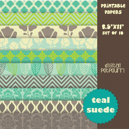 Teal suede Digital Papers