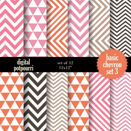 Basic chevron set 3 Digital Papers 