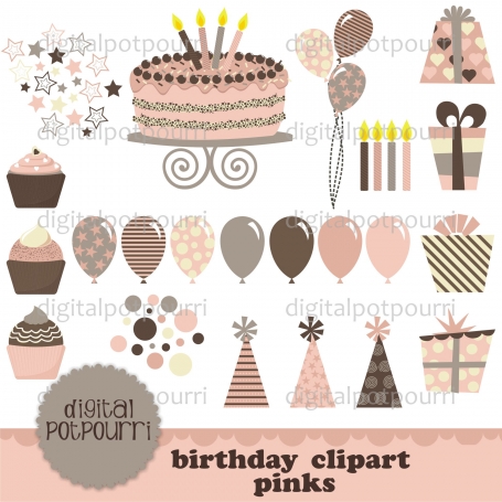 Birthday clipart pinks Clip Art