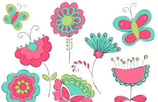 Doodle Flowers Clip Art 