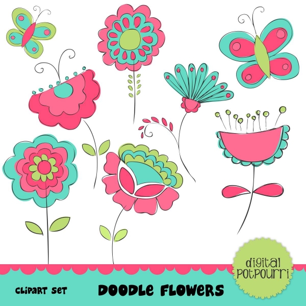 Download Doodle Flowers Clip Art  