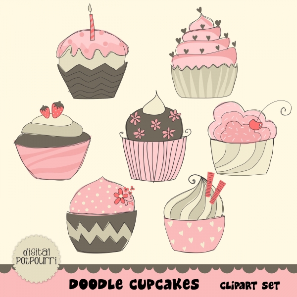 Download Doodle Cupcakes Clip Art  