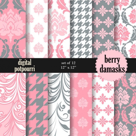 Berry Damasks Digital Papers