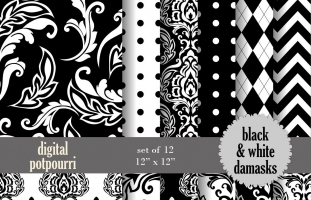 Black and White damasks Digital