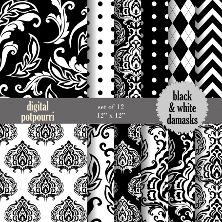 Black and White damasks Digital