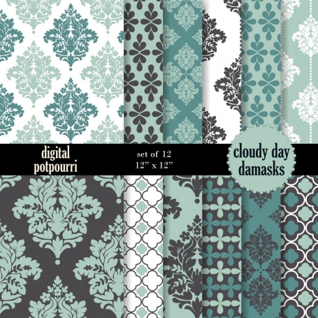 Cloudy Day damasks Digital Papers