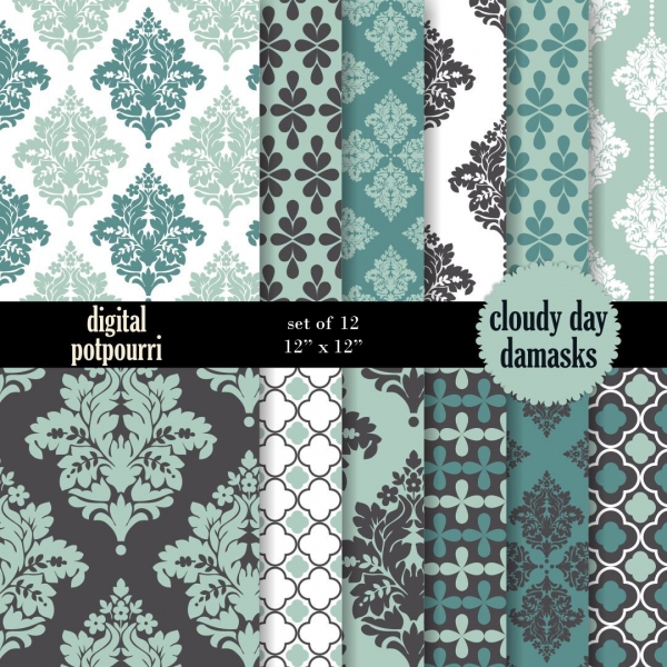 Download Cloudy Day damasks Digital Papers 