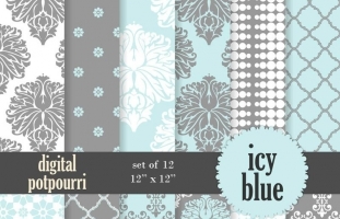 Icy Blue Digital Papers 