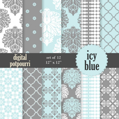 Icy Blue Digital Papers 