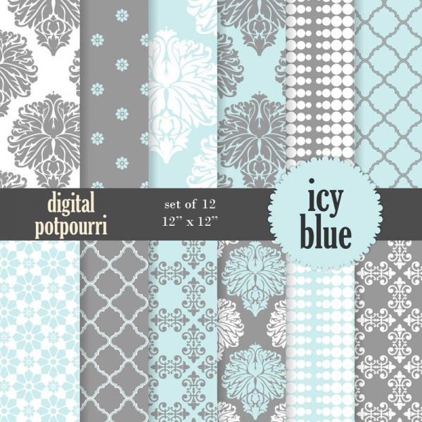 Download Icy Blue Digital Papers  