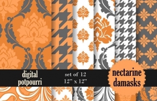 Nectarine Damasks Digital Papers