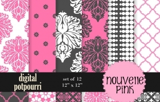 Nouvelle Pink Digital Papers