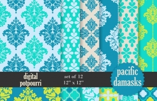Pacific Damasks Digital Papers 