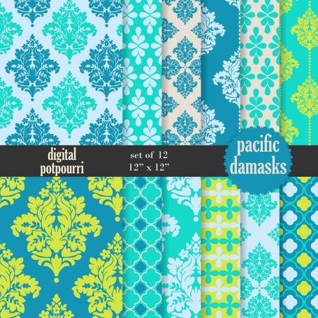 Pacific Damasks Digital Papers 
