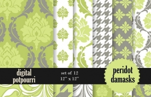 Peridot Damasks Digital Papers 