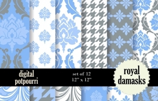 Royal Damasks Digital Papers 