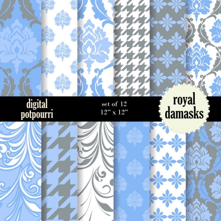 Royal Damasks Digital Papers 