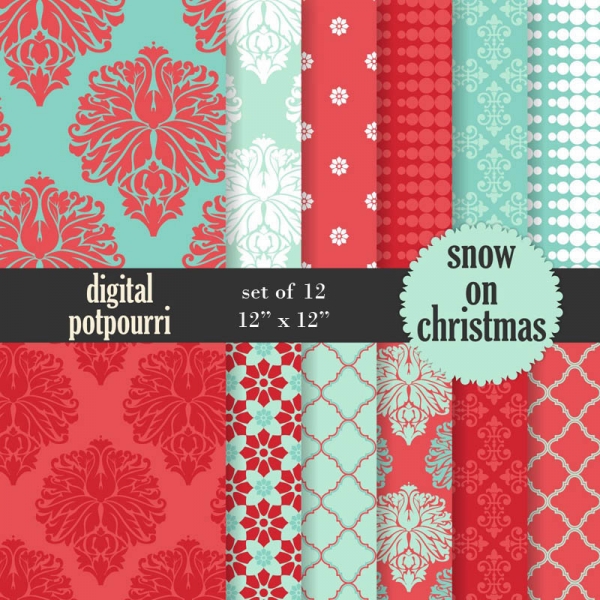 Download Snow on Christmas Digital Papers 