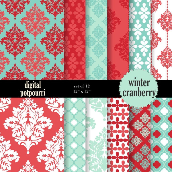 Download Winter cranberry Digital Papers  