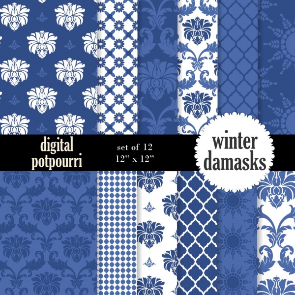 Download Winter damasks Digital Papers  