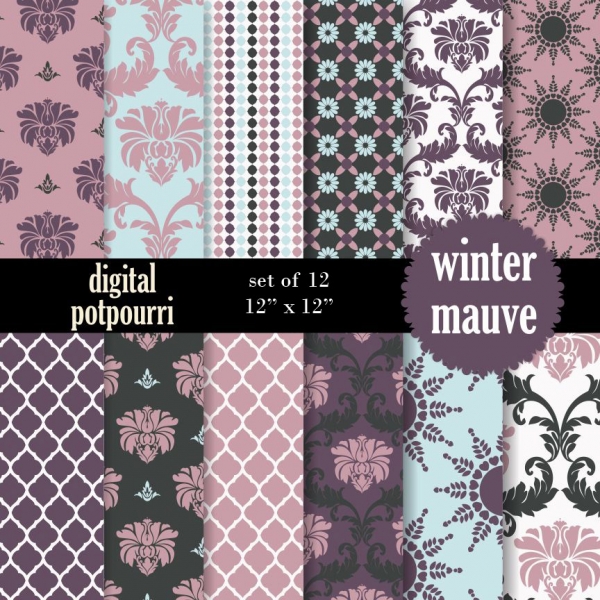 Download Winter mauve Digital Papers  