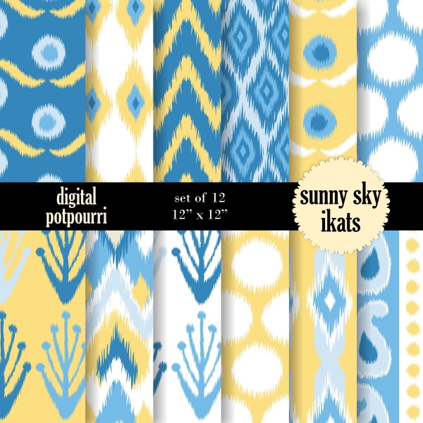 Download Sunny sky ikats Digital Papers 