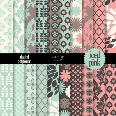 Iced pink Digital Papers