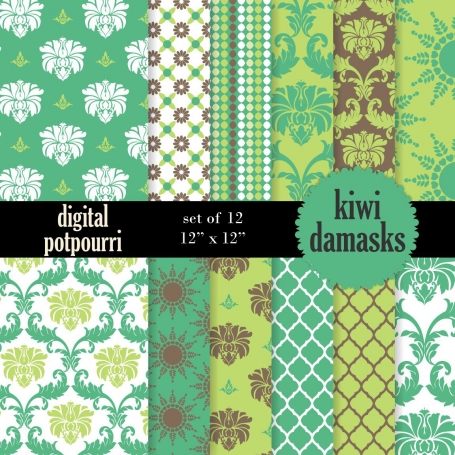 Kiwi damasks Digital Papers