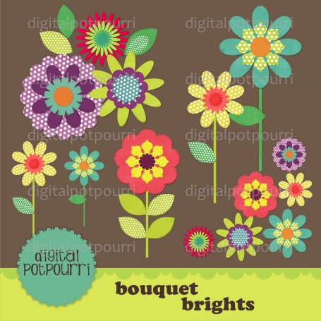 Bouquet brights Digital Papers