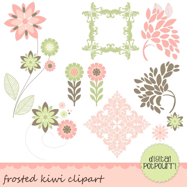 Download Custom clipart frosted kiwi Digital Papers 