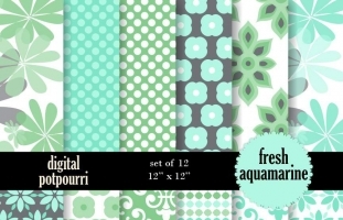 Fresh aquamarine Digital Papers