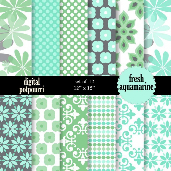 Download Fresh aquamarine Digital Papers 