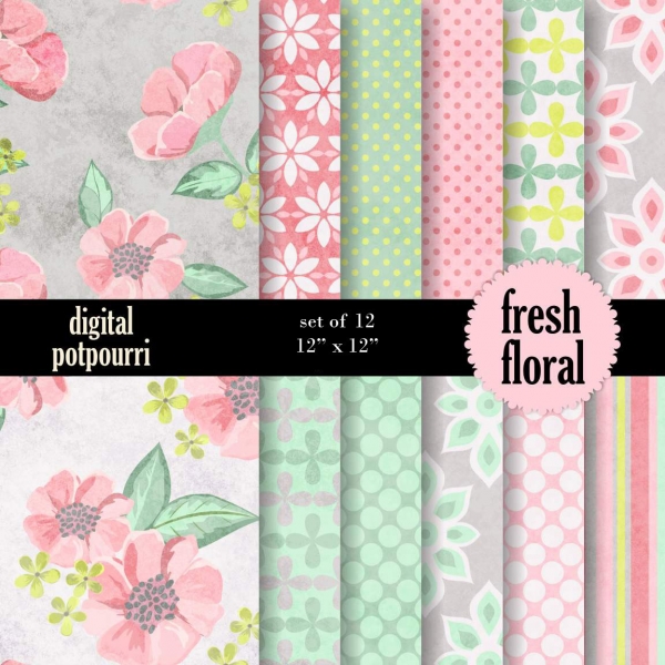 Download Fresh floral Digital Papers 