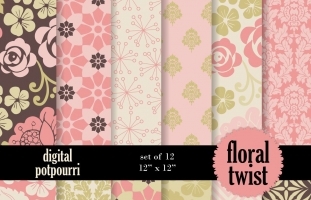 Floral twist Digital Papers