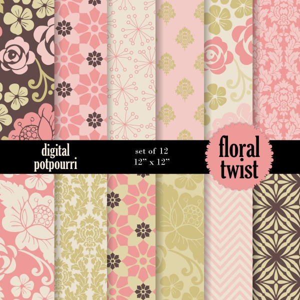 Download Floral twist Digital Papers 