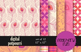 Feathery fun Digital Papers