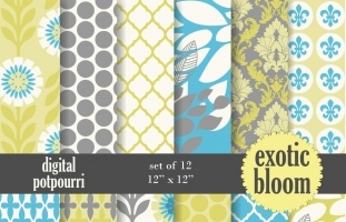 Exotic bloom Digital Papers