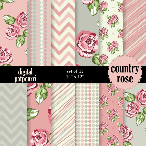 Download Country rose Digital Papers 