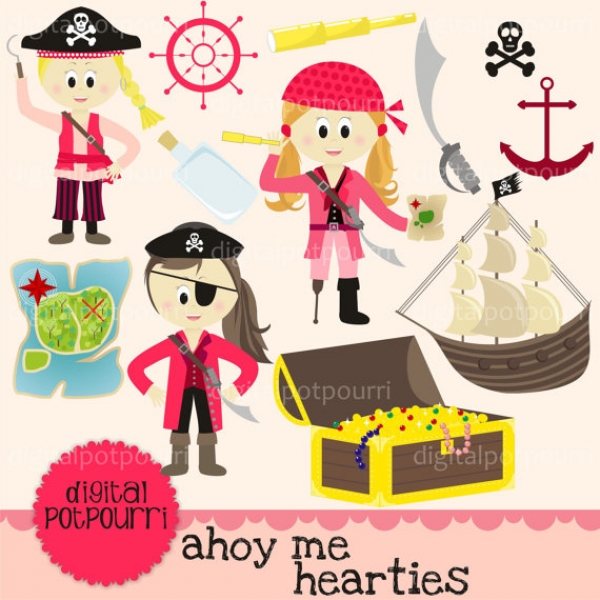 Ahoy me hearties pink Clip Art - Graphics / Clip Art | Luvly